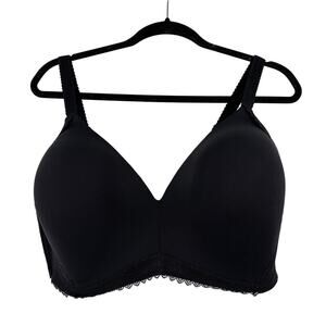 Bare Necessities Wire Free T-Shirt Bra Size 38G Black Lace Smoothing